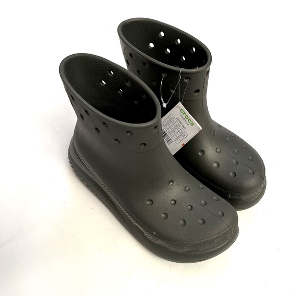 NWOB CROCS Crush Rain Ankle Boot Waterproof Platform Size W10 / M8 Olive - Picture 5 of 10